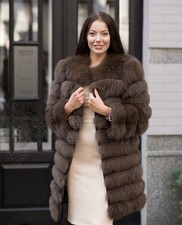 natürlicher arktischer Fuchspelzmantel Transformator Pelzweste, langer