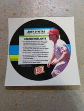 Lenny Dykstra Philadelphia Phils 1994 Oscar Meyer Superstar Round-Up Proof BACK