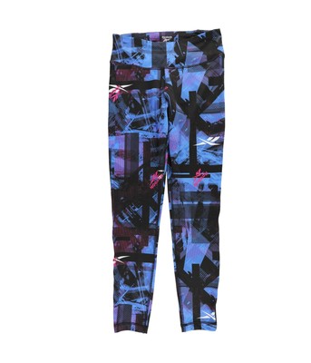 Reebok Womens Printed Compression Athletic Pants, Blue, Small