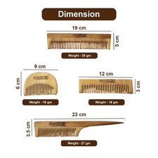 Natural Neem Wood Comb Set – Handcrafted Anti-Static Wooden Hair & Beard Groomin