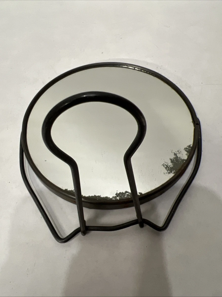 Vintage Vanity Mirror 2 Sided Folding Stand 5 1/4 Round MakeUp Or Shaving Mirror