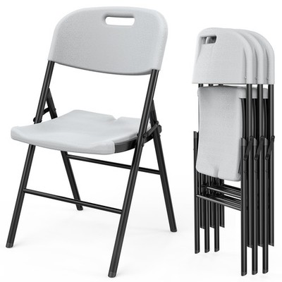 4Pack Plastic Folding Chairs Commercial Event Wedding Party Seat Chairs White