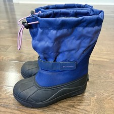 Columbia Powderbug Snow Boots Kids Youth Size 4 Blue Waterproof