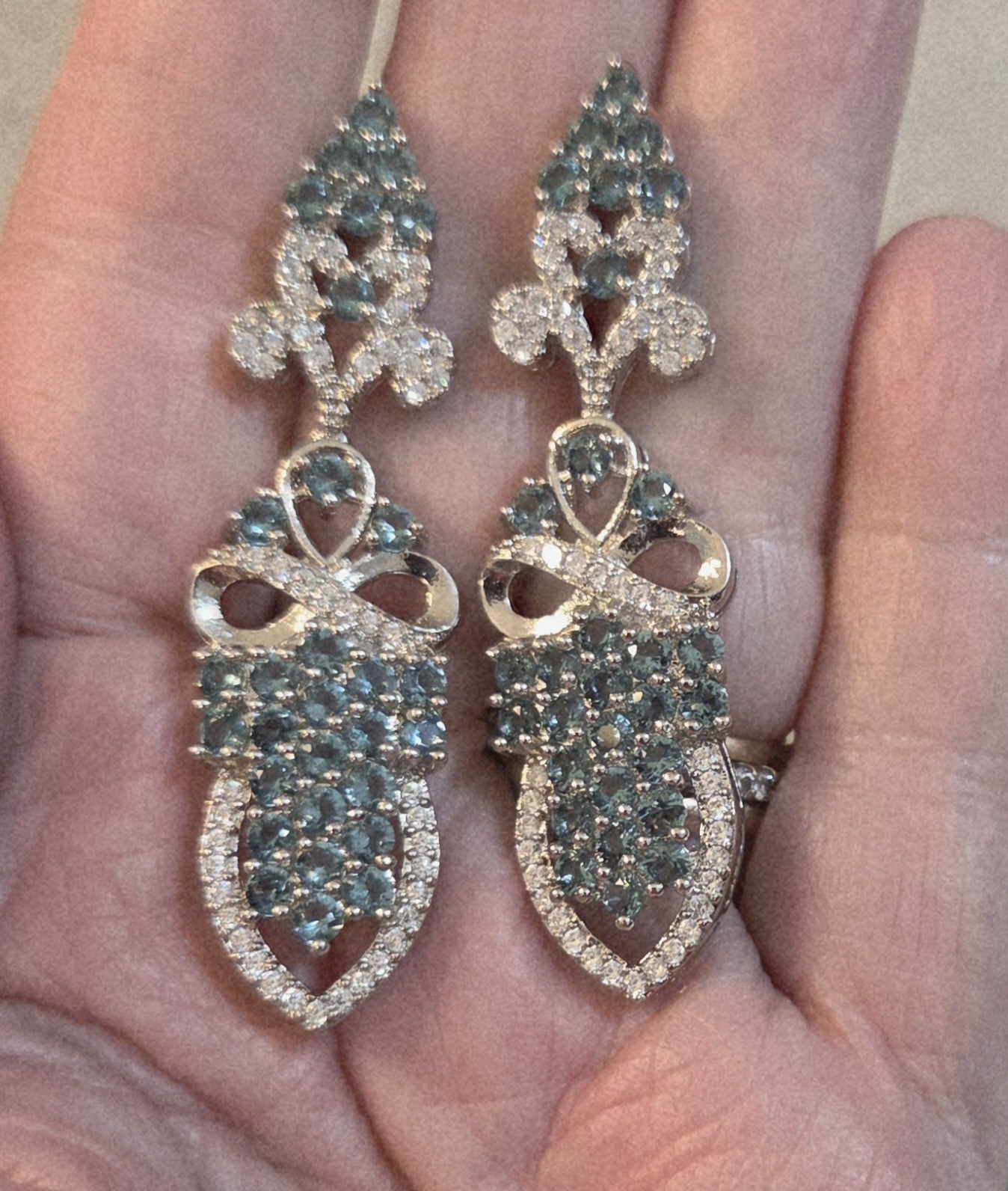 STATEMENT Pageant 2.5" Dangle Pierced Earrings Si… - image 6