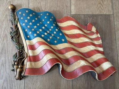 Vintage Retro Burwood Products Co - 1971 3D American Flag Wall Hanging Americana
