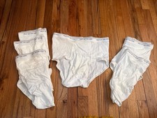 6 Pair 38-40" Lg Vtg Fruit Of The Loom Men's Gold/Blue Stripe Briefs 1789