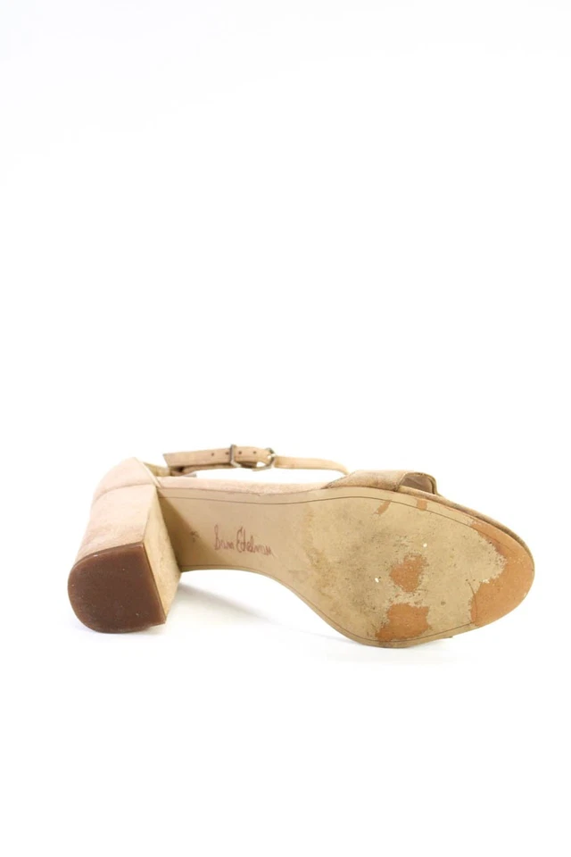Sandalias Sam Edelman para mujer de tacón alto festoneadas con correa al tobillo marrón gamuza talla 8,5 Foto 3 de 4
