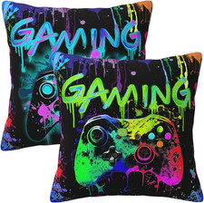 Gamer Gifts Pillow Cover Case Set of 2 for Teen Boys, Gaming Throw Pillow Cases