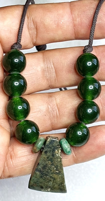 Serpentine and Green  Jade beads, handmade adjustable necklace.