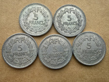 1945, 1946, 1947 B,  Repvbliqve Francaise 5 Francs Lot of 5 Post WW II Coins