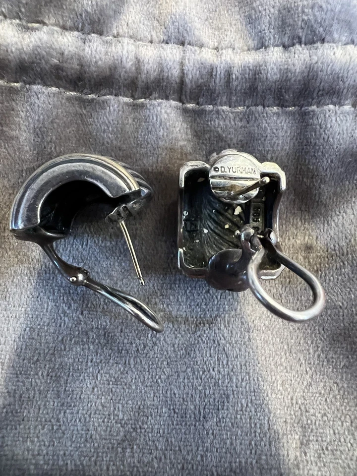 David Yurman Sterling/14k Designer Earrings - Image 2 of 4