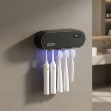 UV Toothbrush Sanitizer Holder for 4 Wall Mounted Black