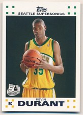 KEVIN DURANT 2007/08 TOPPS #2 RC ROOKIE CARD WHITE SEATTLE SUPERSONICS MINT SP. rookie card picture