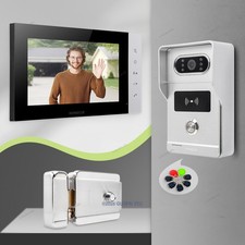 HOMSECUR 7" HD Video Doorphone Entry Intercom with Electrical Lock Card Keyfobs