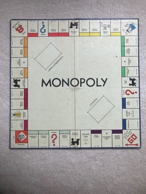 Vintage 1935 Blue Monopoly Game Board with original Rules