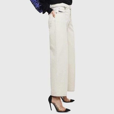 Diesel Widee-Z-Sp Wide Legs Denim Cropped/Jeans Zip W26 L28 Off-White Luxus