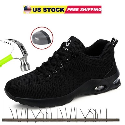 Men Work Shoes Steel Toe Shoe Lightweight Breathable Sneakers Anti-Puncture 8-12