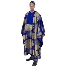 Men  s African Print Dashiki Robe Set with Hat M250130