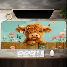 40 90cm 1pc Highland Cow Mouse Pad - Cute Animal Design Non-Slip Rubber Desk Mat