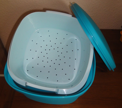 Tupperware Sieb Servierer C37 Thermoduo blau/türkis *RAR*NEU*
