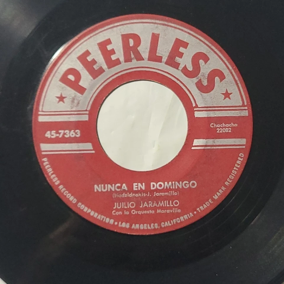 Julio Jaramillo ~ Maribel/ Nunca En Domingo ~ Peerless 45 RPM Record Foto 4 de 4