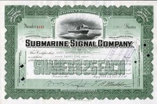 1937 Submarine Signal Stock Certificate