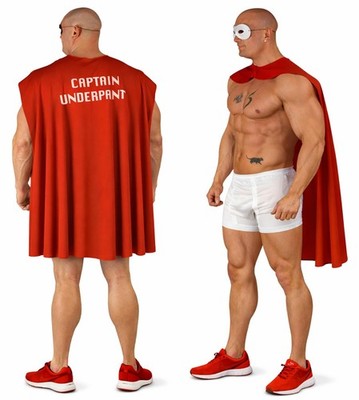 Erwachsene Kapitän Unterhose Superheld Junggesellenabschied Kostüm