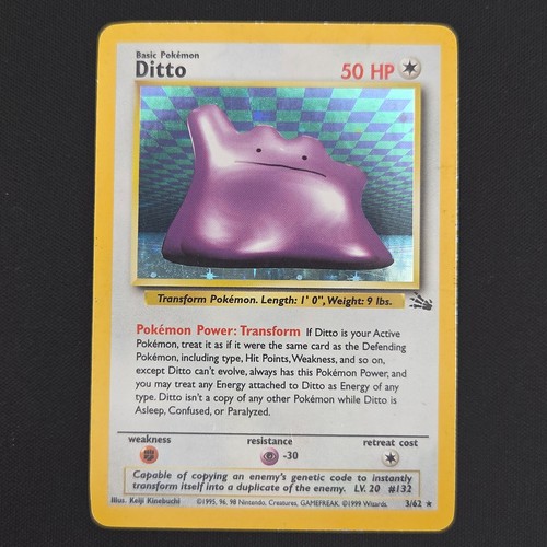 Pokémon TCG Card Ditto 3/62 Fossil Holo Rare Unlimited Vintage WOTC - MP