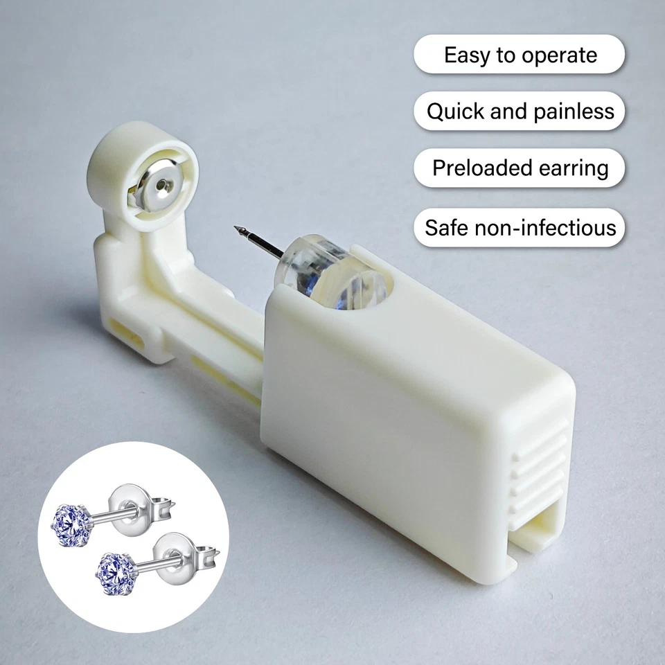 Kit de 20 piezas de pistola desechable para piercing de oreja de plata hágalo usted mismo en casa juegos de orejas Foto 2 de 4
