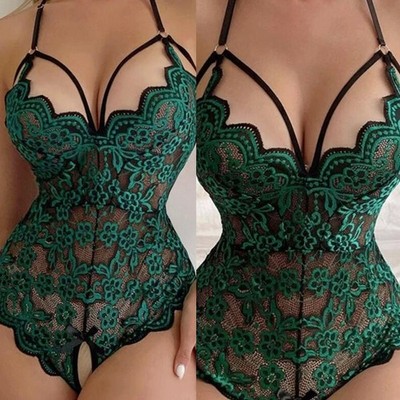 DE HOT Sexy Dessous Body Spitze offen BH Set Erotik Unterwäsche für Damen 