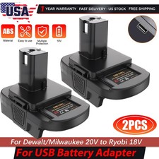 2-Pack Battery Adapter for Dewalt 20V Milwaukee Convert to Ryobi 18V ONE Tools