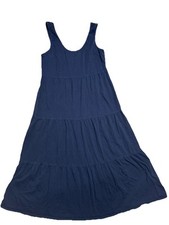 J.Crew Striped Tiered Maxi Dress Womens Medium Navy Sleeveless Sundress Peplum