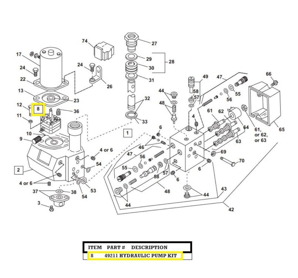 KIT BOMBA HIDRÁULICA REEMPLAZA FISHER 7049 WESTERN 49211 Foto 2 de 4