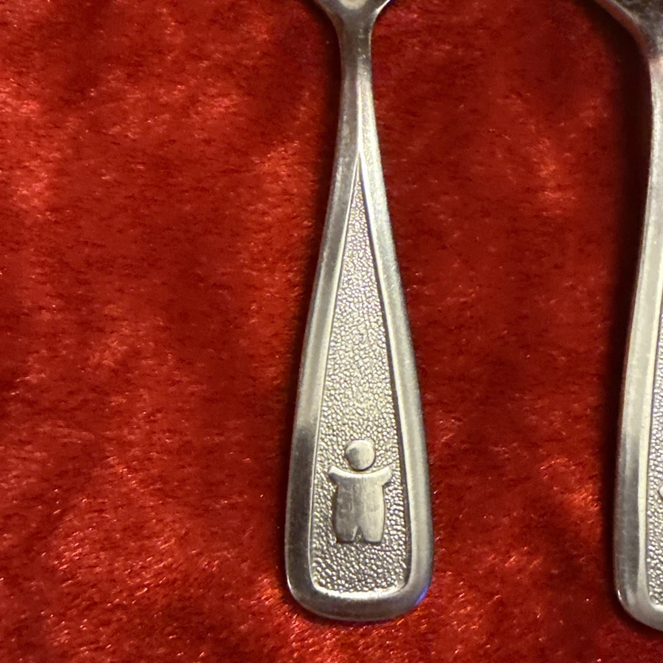 Juego de tenedores cuchara bebé vintage de acero inoxidable de lujo de los primeros años 80 Foto 4 de 4