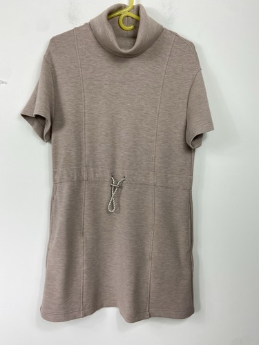 Varley Doublesoft Sophie Maple Turtle Kneck Dress Knee-Length in Beige Size S