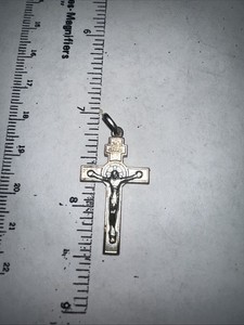 Cross Jesus Sterling Silver Cross Pendant As is Tarnished