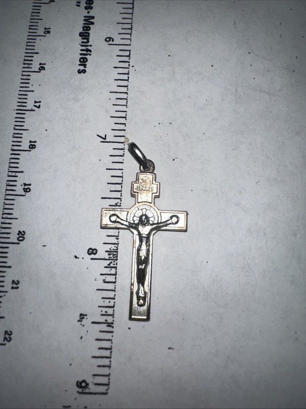 Cross Jesus Sterling Silver Cross Pendant As is Tarnished