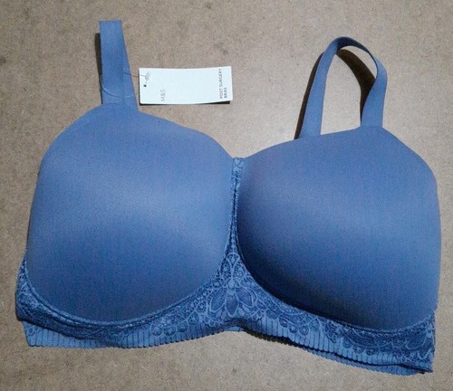 Neu M&S schieferblau Spitzendetail ohne Bügel gepolstert Post-OP - Bild 1 von 5