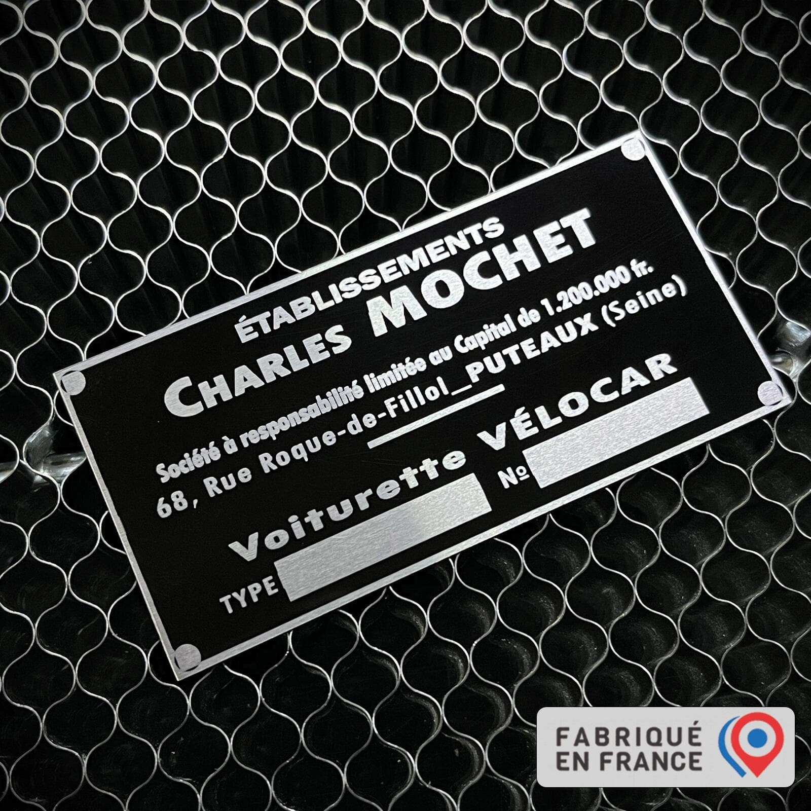 Plaque Mochet Voiturette Vélocar résout le manque d'identification châssis avant 1950