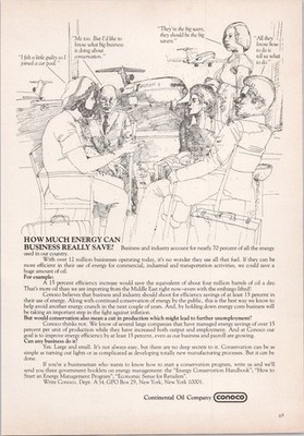 Conoco 1974 Original Print Ad Energy Conservation Business Oil