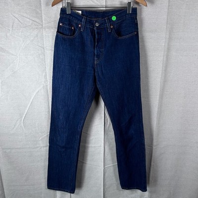 Levis Premium 501 Original Straight Leg Button Fly Jeans Dark Indigo Blue 28x32