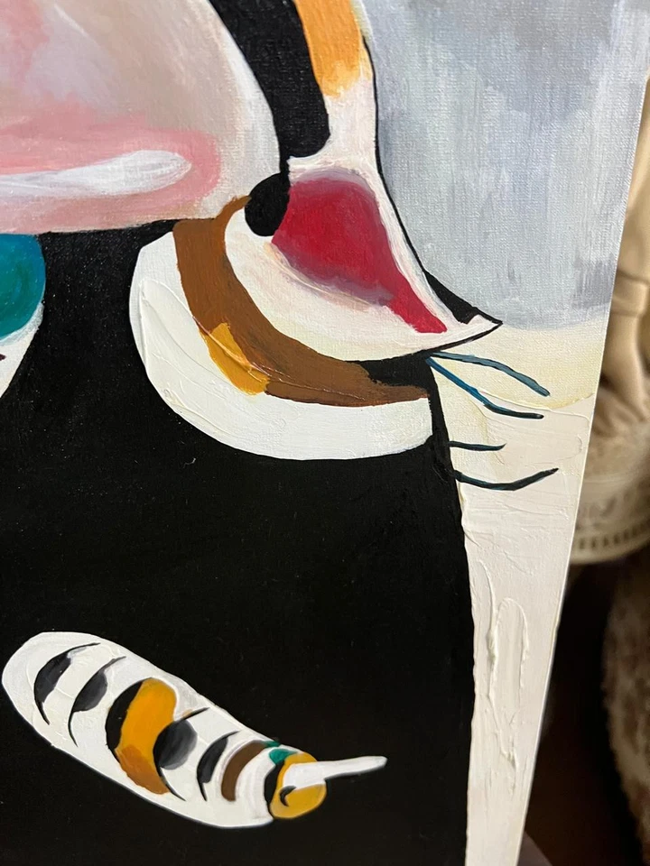 Joan Miró - Amazing Oil Canvas Painting - Surrealism Style - Signed - With Label - Image 4 of 4