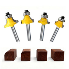 Roundover Beading Router Bit Set, 4Pcs round over Edging Router Bits 1/4 Shank R