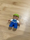 Lego Duplo Figure Kid Boy lime cap Blue overalls White Shirt  2” Tall — photo 1