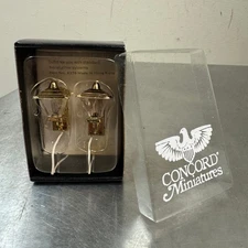 Vtg CONCORD Miniature Dollhouse Brass Colored Coach Lights w/ Wire 