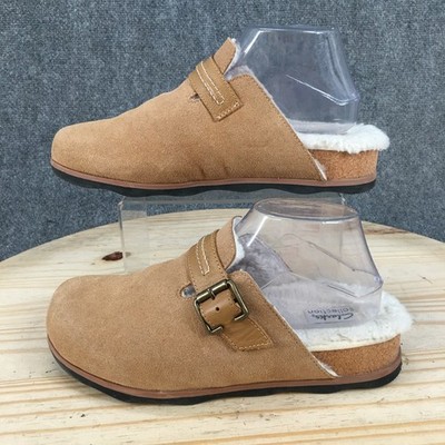 Clarks Collection Shoes Womens 10 M Brynn Cozy Lined Mule Clogs Brown Suede