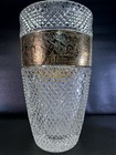Moser 10” Crystal Vase w/ Gilded Cameo Frieze