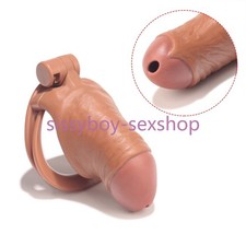 Male Chastity Cage Device Realistic Design Men Lock Belt 4 Rings Simulation