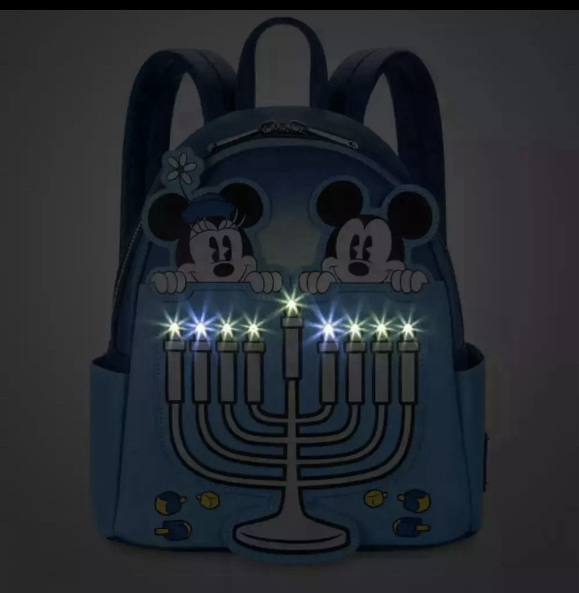 Disney Parks Mickey Mouse Minnie Hanukkah Light-Up Loungefly  display picture 2
