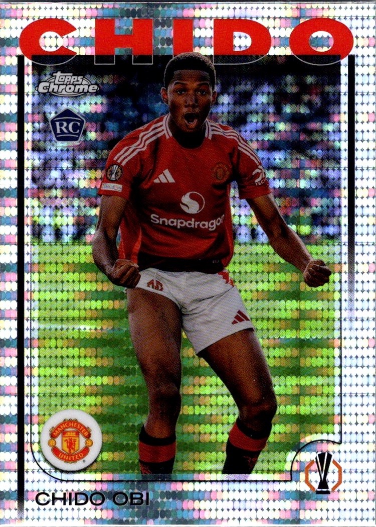 2024-25 Topps Chrome Uefa UCC Chido Obi #14 Pulsar Refractor (RC) Man United